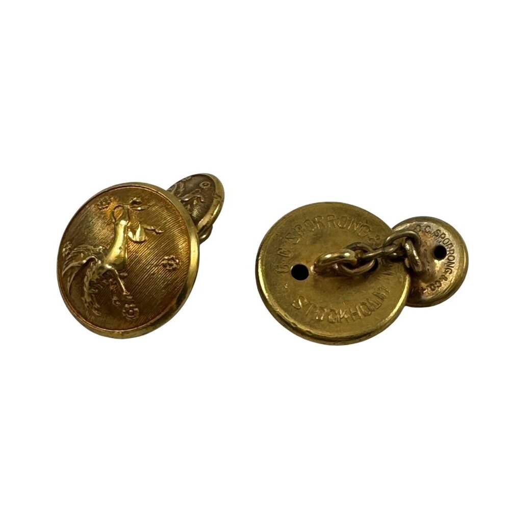 Sporrong Winged Griffin Lion Chain Cufflinks Uniform Buttons Vintage Sweden